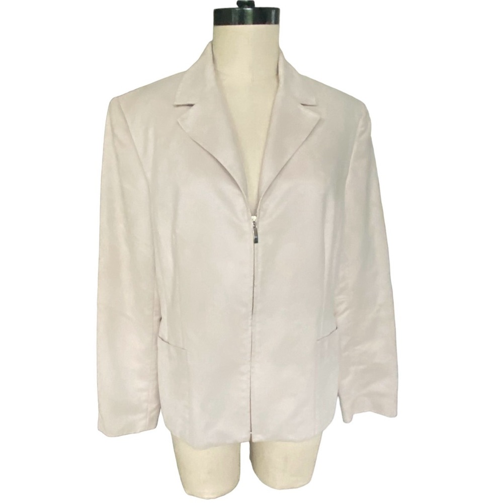 EVAN-PICONE Women’s faux suede cream zip front blazer suit jacket